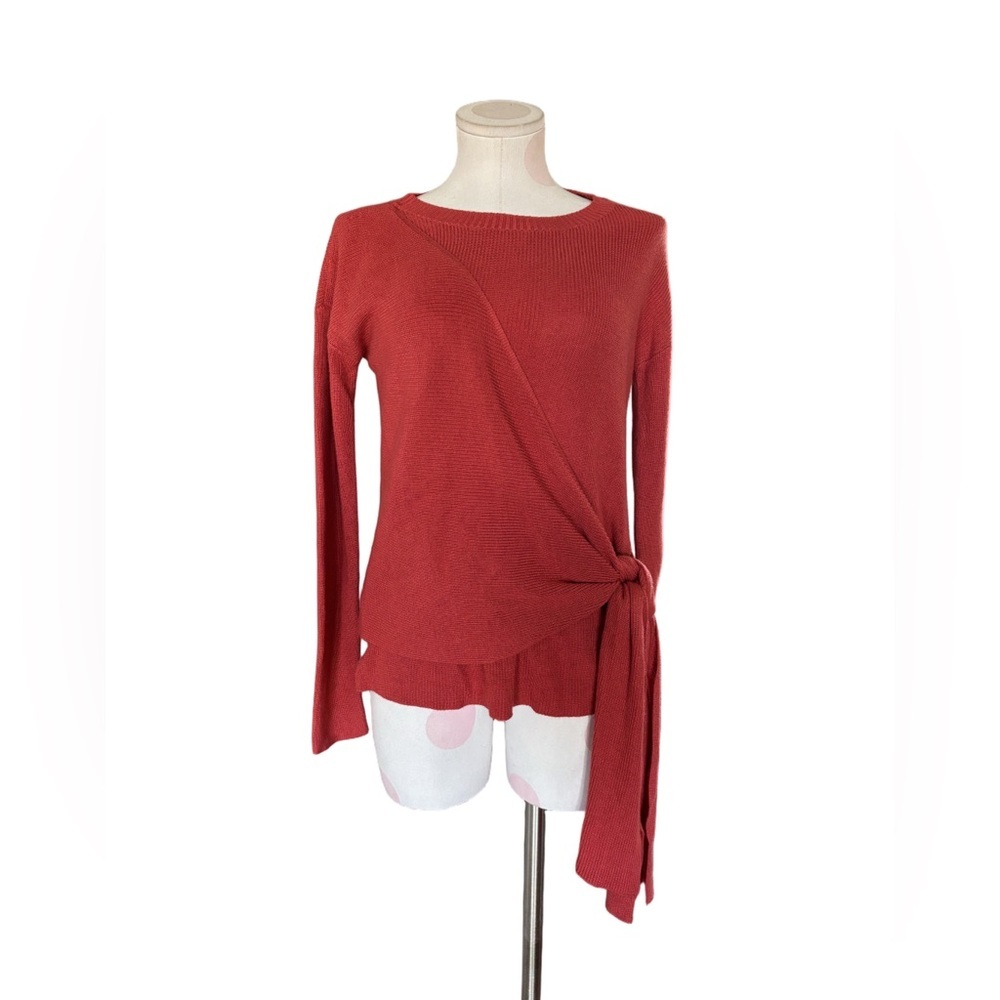 Tribal Wrap Sweater Top – Brick Red Orange – Small - Picture 3 of 10